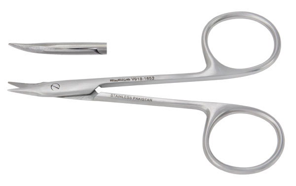 Scissors Operating Scissors Vantage® Gradle 3-3/4 Inch Length Office Grade Stainless Steel NonSterile Finger Ring Handle Curved Sharp Tip / Sharp Tip by Integra York PA, Inc. (Miltex)  ID V918-1652